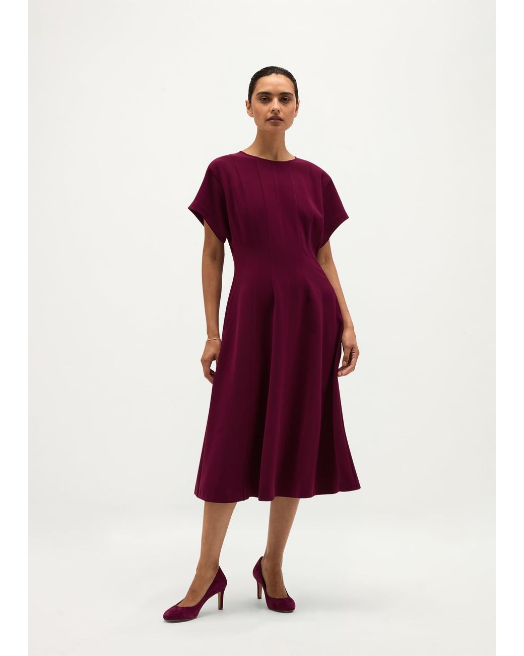 Hobbs Red Melina Seam Detail Dress