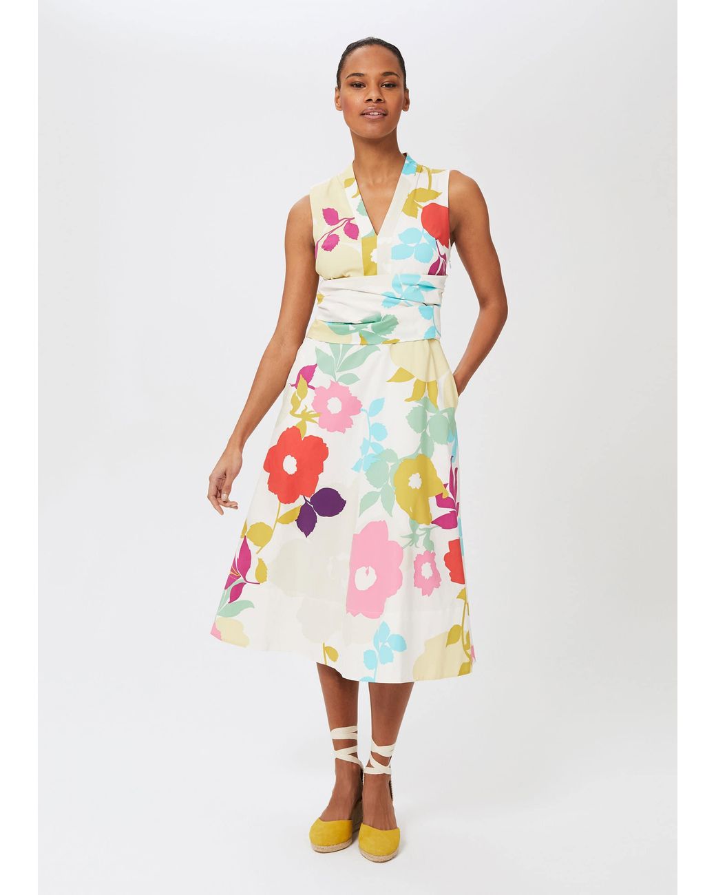 Hobbs White Marie Floral Midi Dress