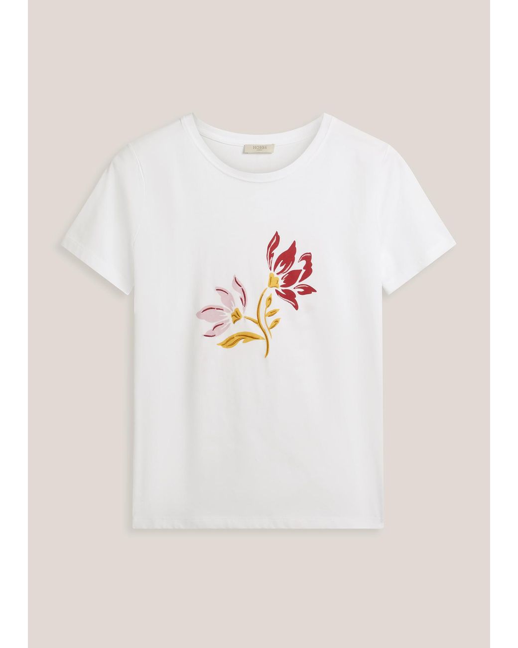 Hobbs White Pixie Printed Embroidered T-Shirt