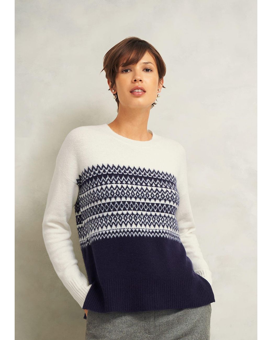 Hobbs Blue Lorrie Fairisle Jumper With Alpaca