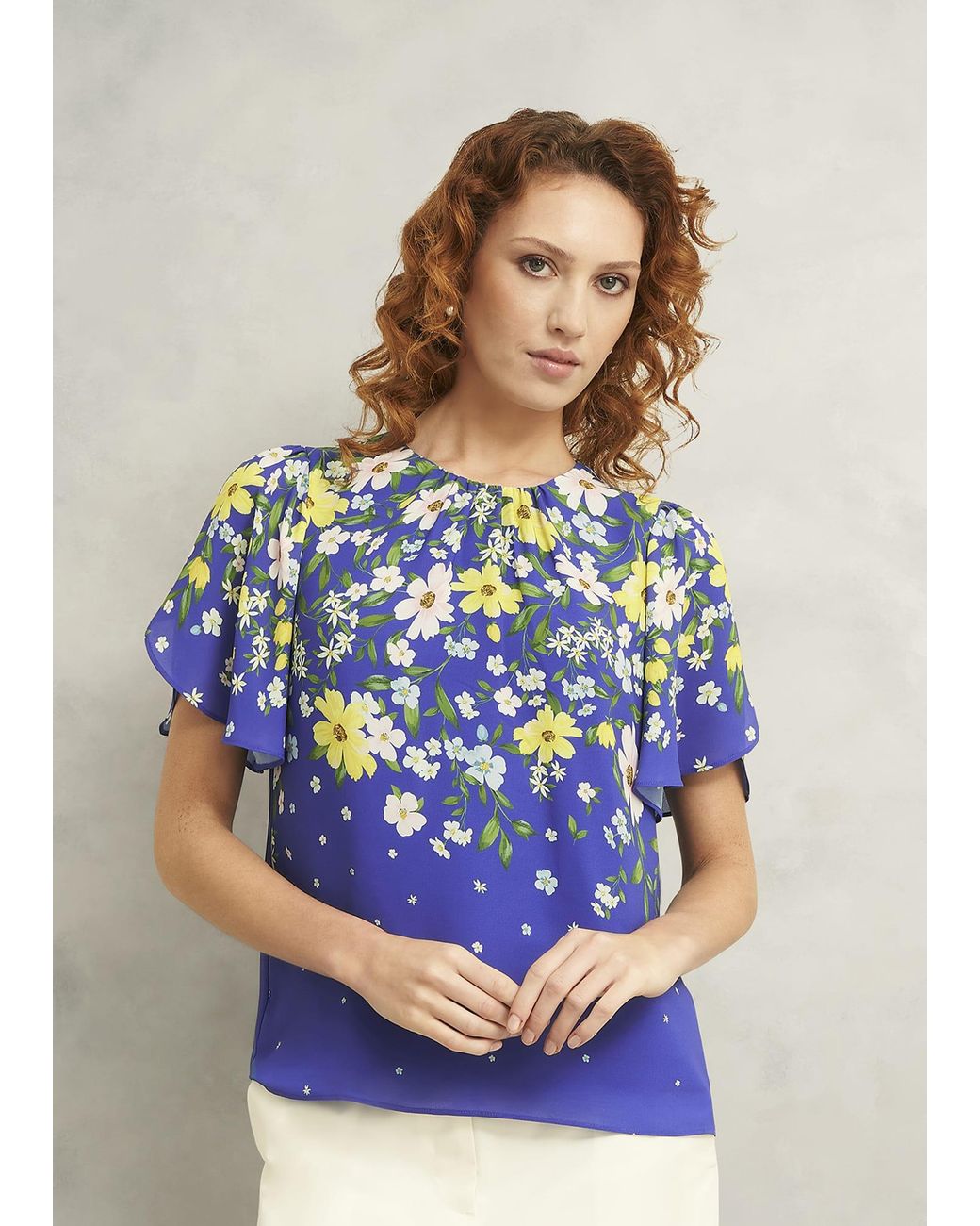 Hobbs Blue Verena Floral Top