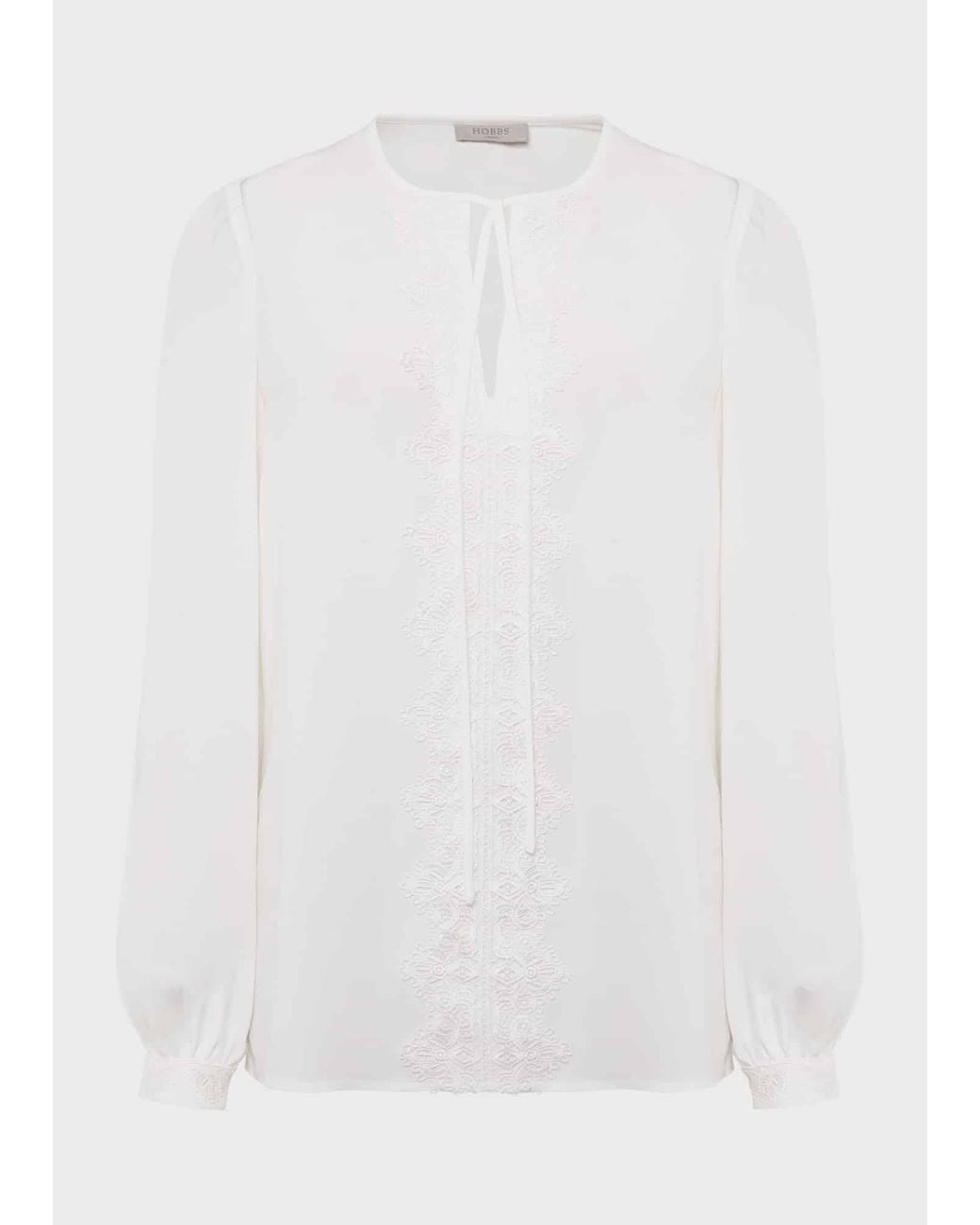 Hobbs Natural Leena Lace Trim Blouse