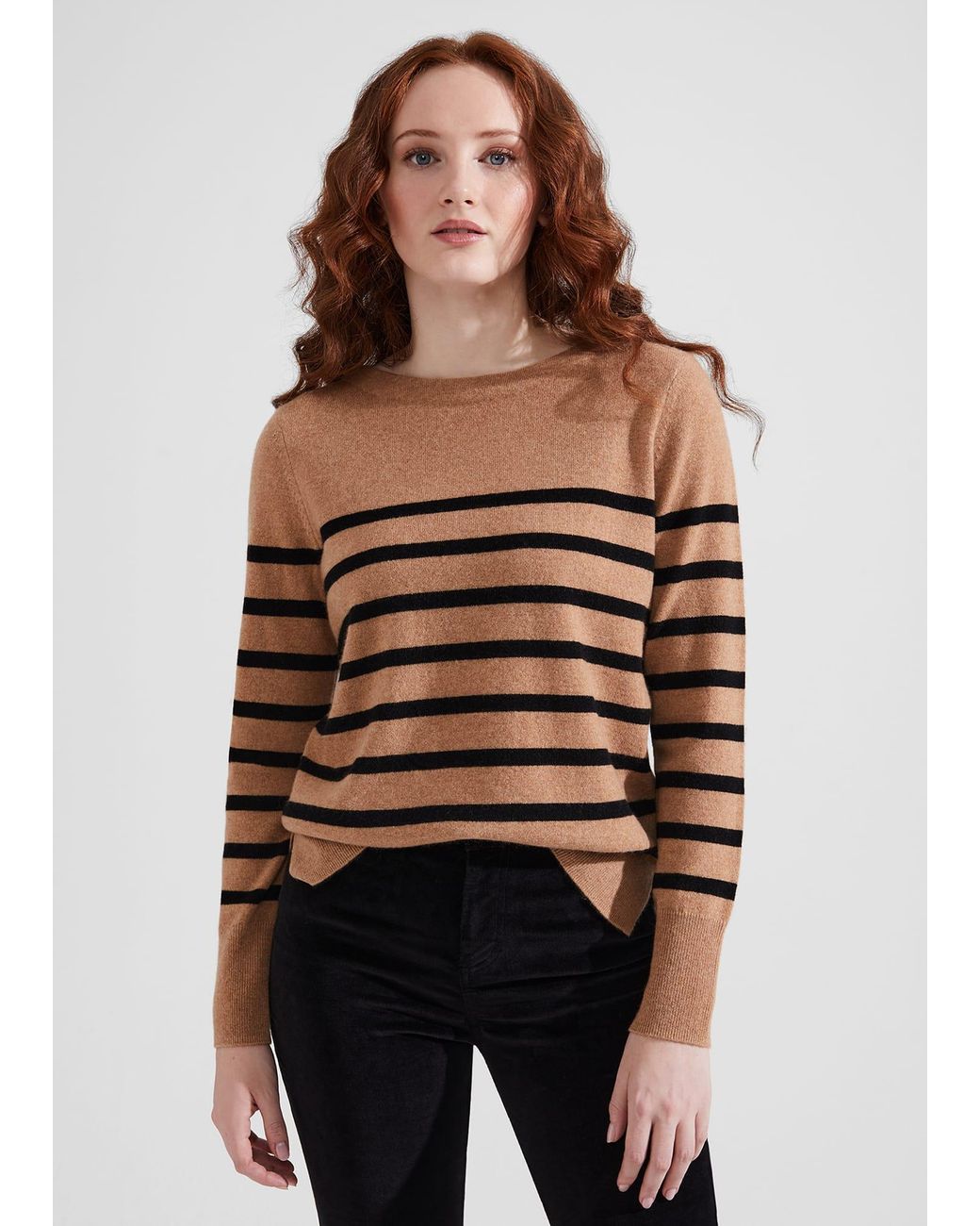 Hobbs Brown Larina Cashmere Stripe Jumper