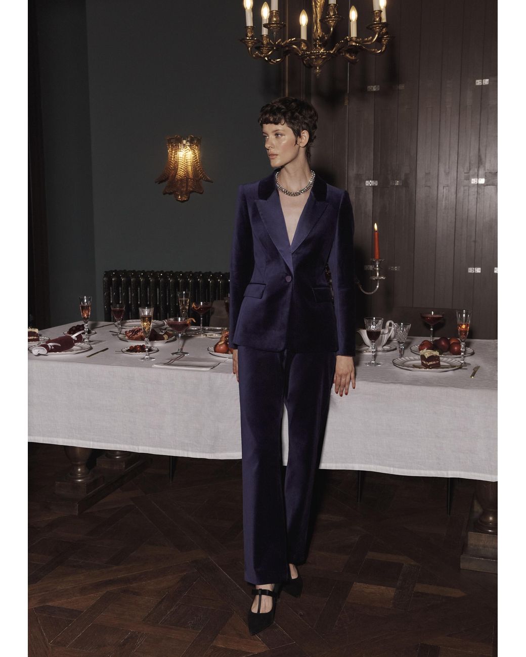 Hobbs Black Heather Velvet Trousers