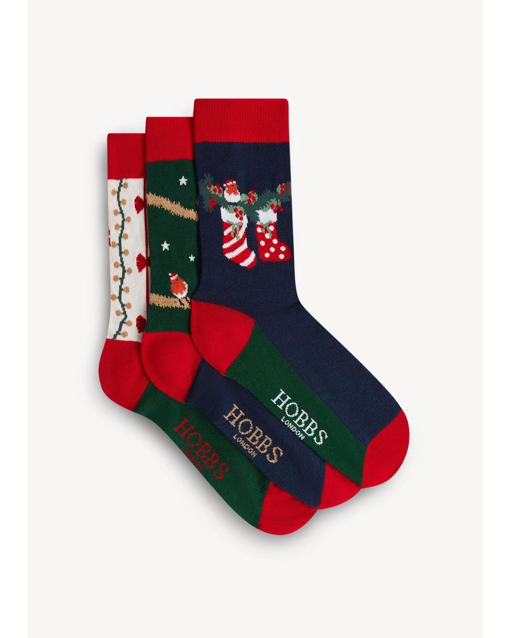 Hobbs Red Festive Robin Sock Set