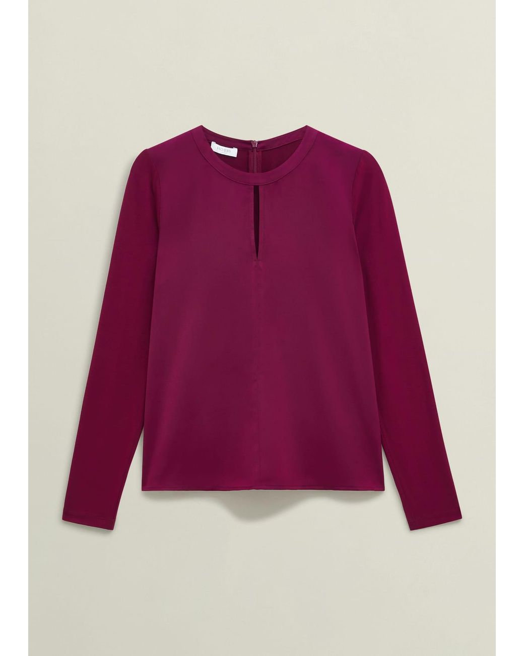 Hobbs Purple Burgundy Savannah Key Hole Long Sleeve Top