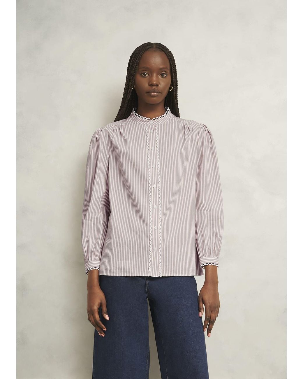 Hobbs Natural Becca Cotton Stripe Blouse