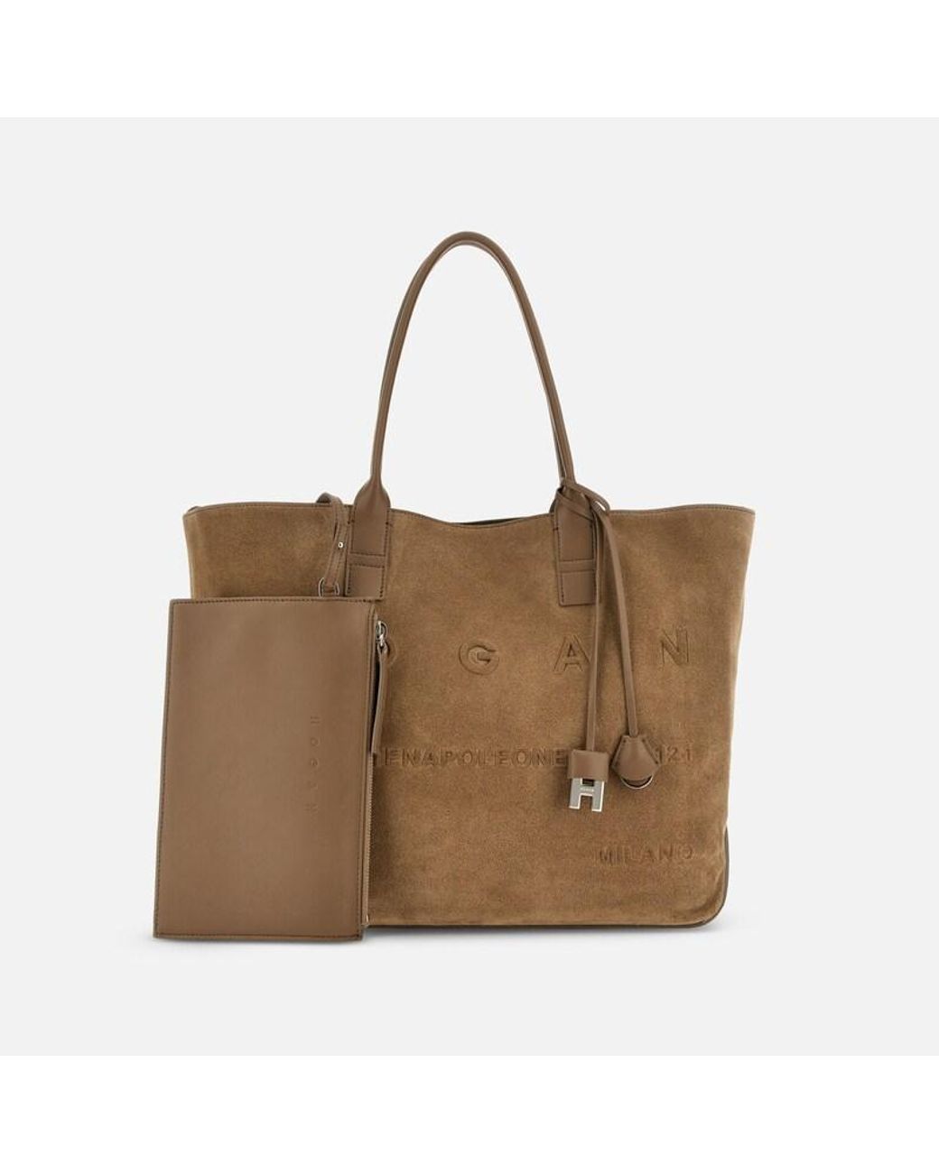 Sac Shopping Address Medium Hogan en coloris Brown