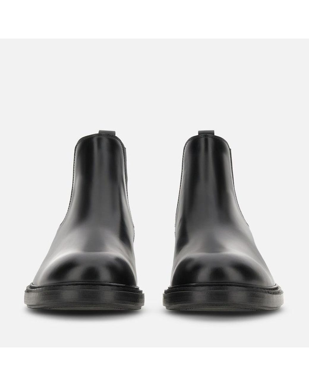 Hogan Black Smooth Leather Chunky Sole Chelsea Boots for men