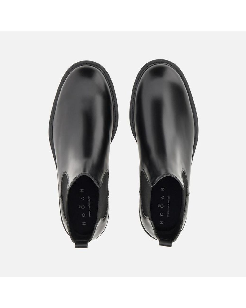 Hogan Black Smooth Leather Chunky Sole Chelsea Boots for men