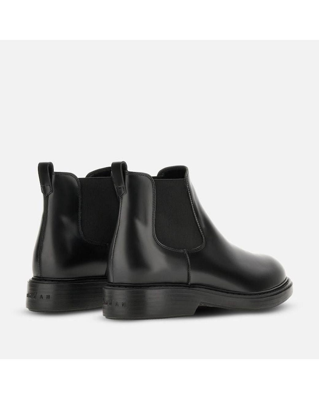 Hogan Black Smooth Leather Chunky Sole Chelsea Boots for men