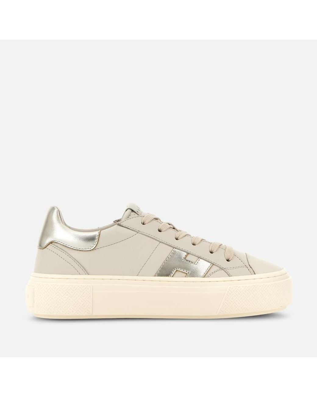 Hogan Natural Metallic Accent Low-Top Leather Sneakers