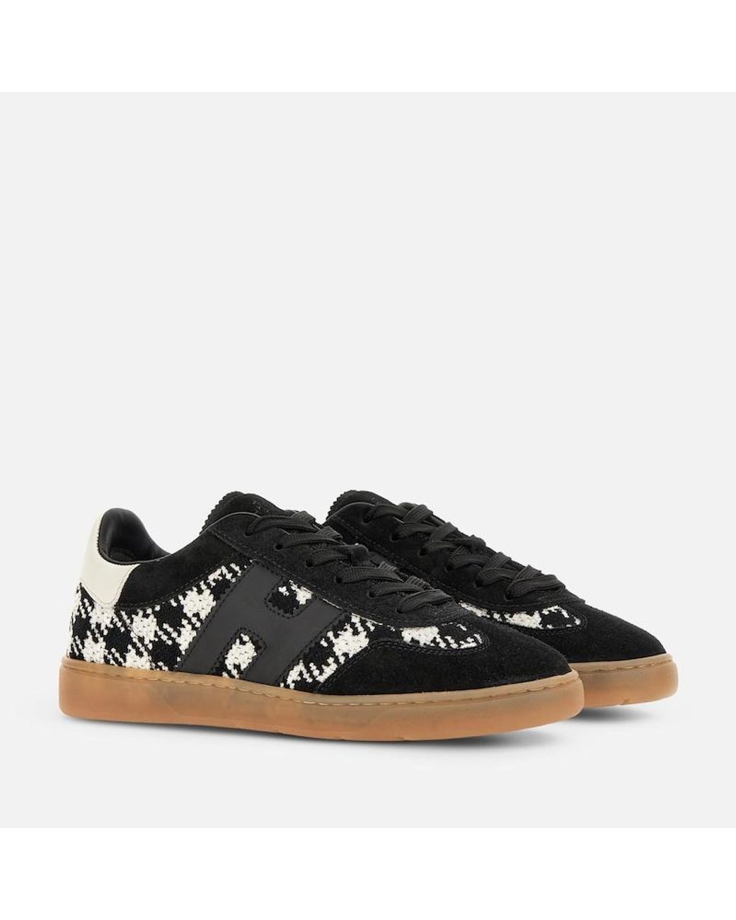 Hogan Black Houndstooth Suede Low-Top Sneakers