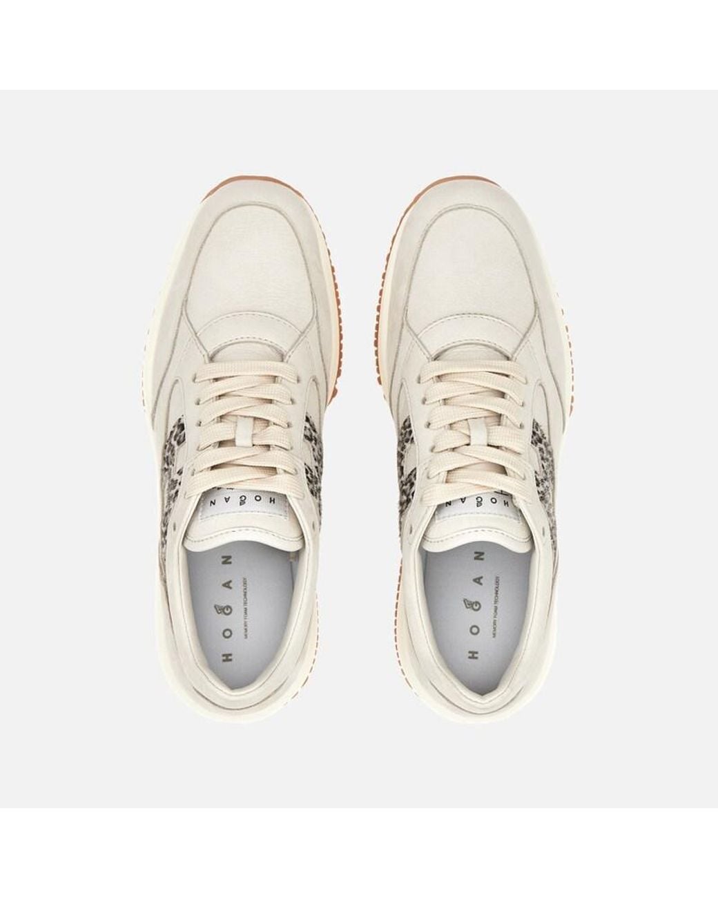 Hogan White Light Leopard Print Chunky Sneakers