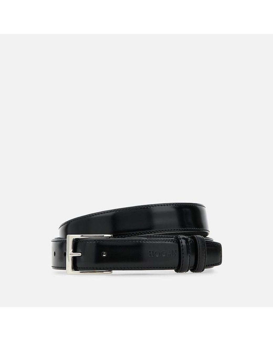 Hogan Black Sleek Leather Belt for men