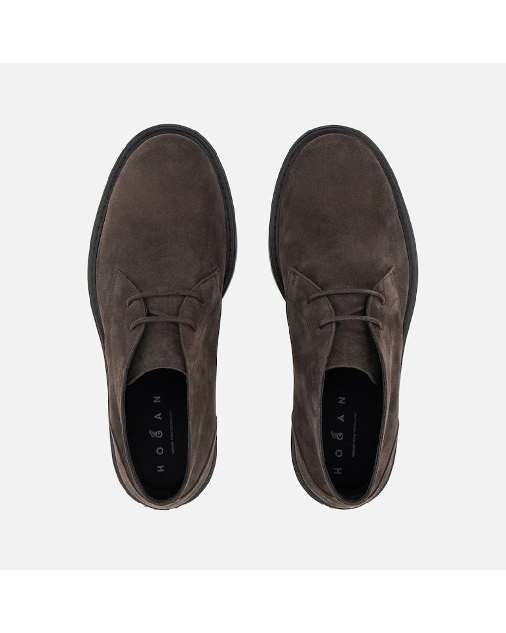 Hogan Brown Dark Suede Minimalist Rounded-Toe Ankle Boots for men