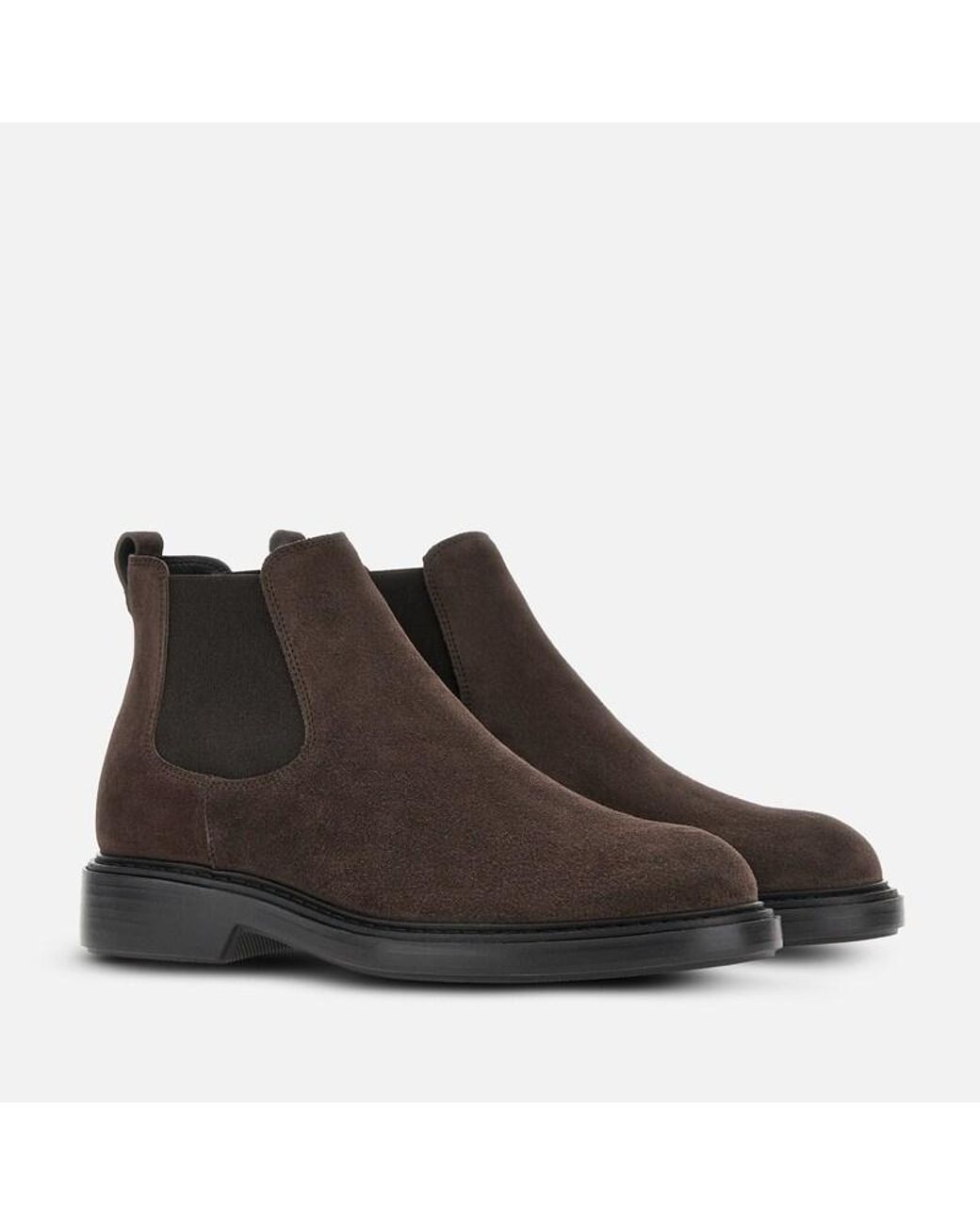 Hogan Brown Dark Suede Chelsea Boots for men