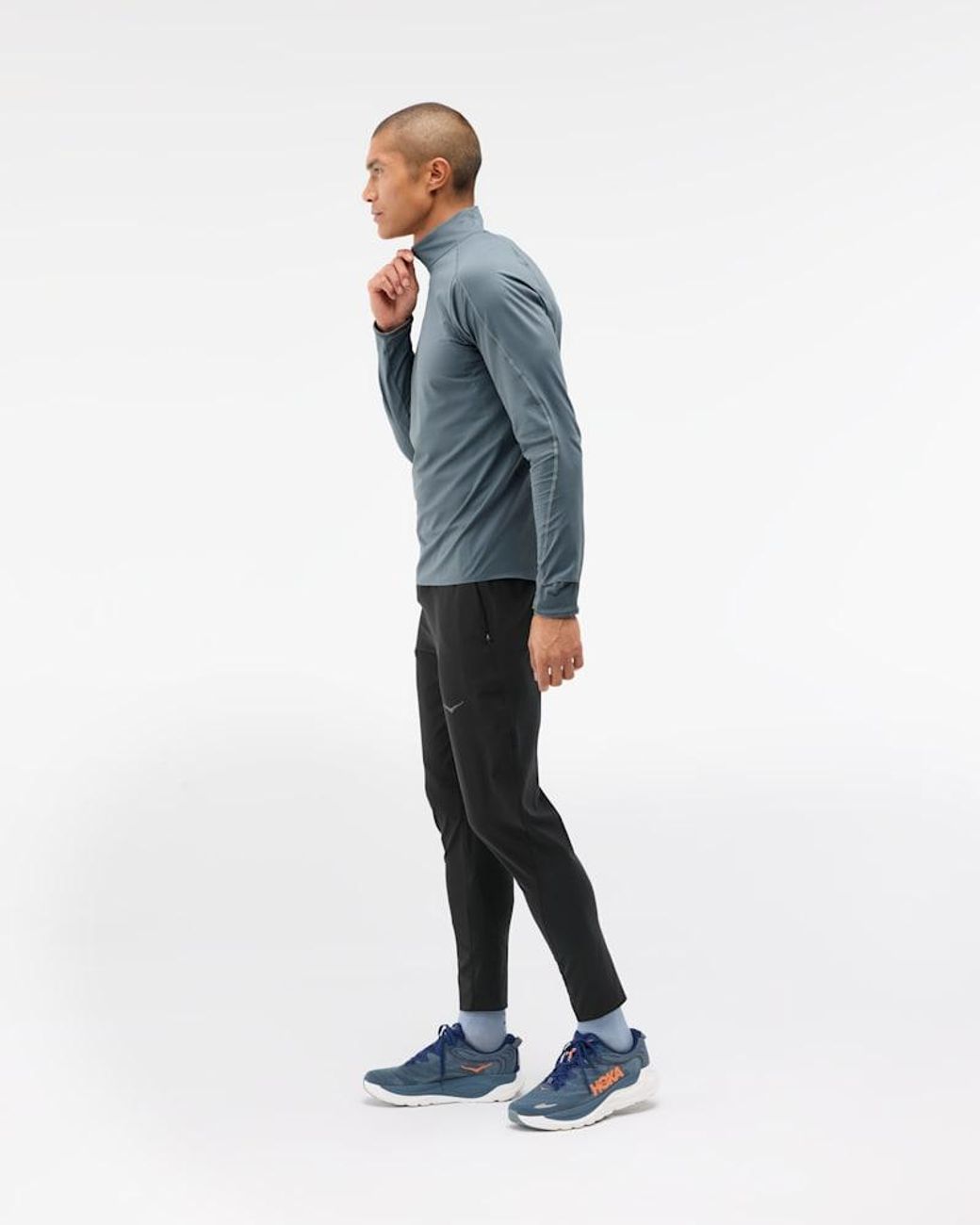Hoka One One Blue Glidetech Quarter Zip for men