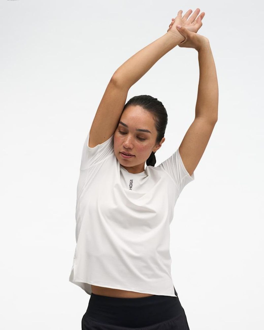 Hoka One One White Everyrun Short Sleeve Top