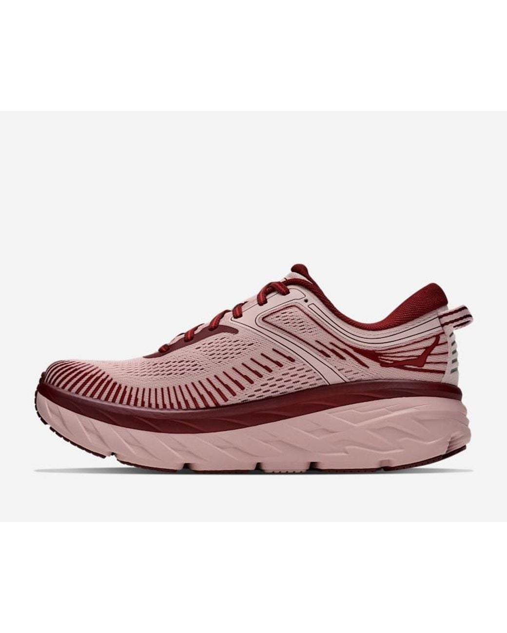 Hoka One One Red Bondi 7 Cushioned Running Sneakers