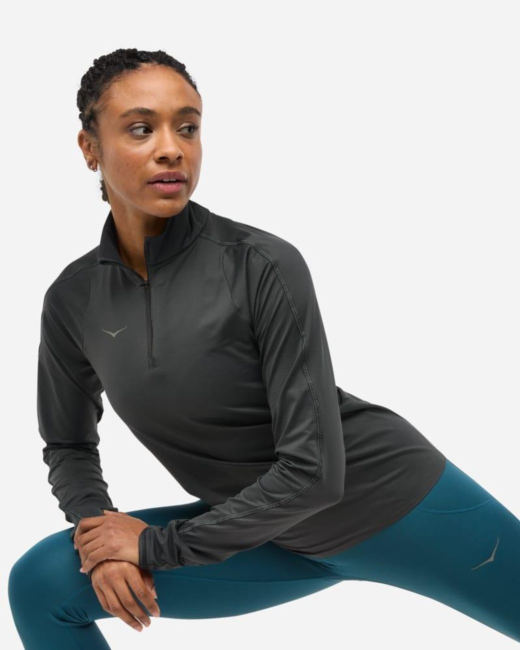Hoka One One White Glidetech Quarter Zip Jacket