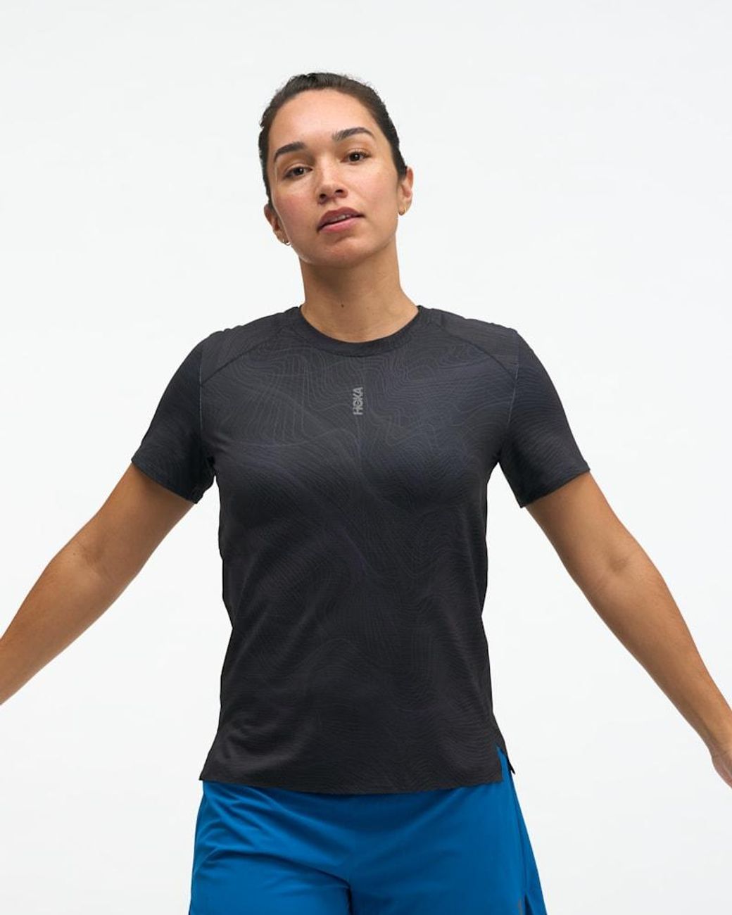 Hoka One One Blue Everyrun Short Sleeve Top