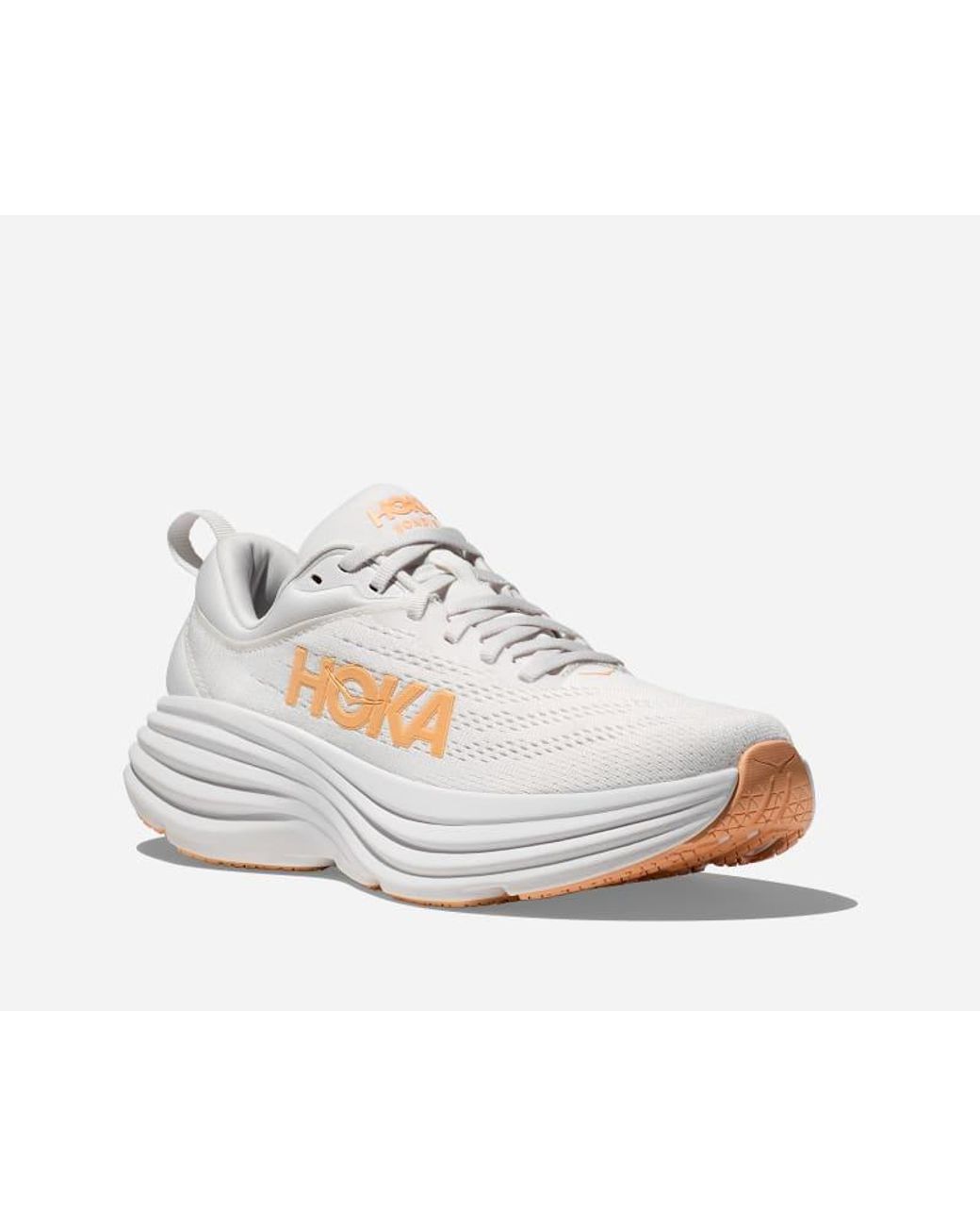 Hoka One One White Bondi 8 Road Running Shoes
