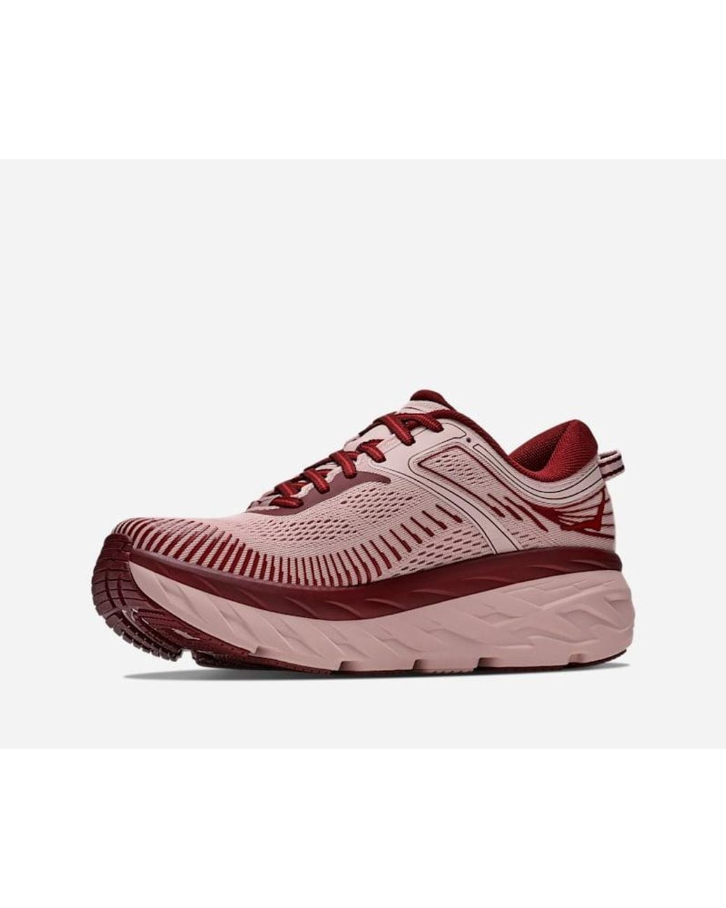 Hoka One One Red Bondi 7 Cushioned Running Sneakers