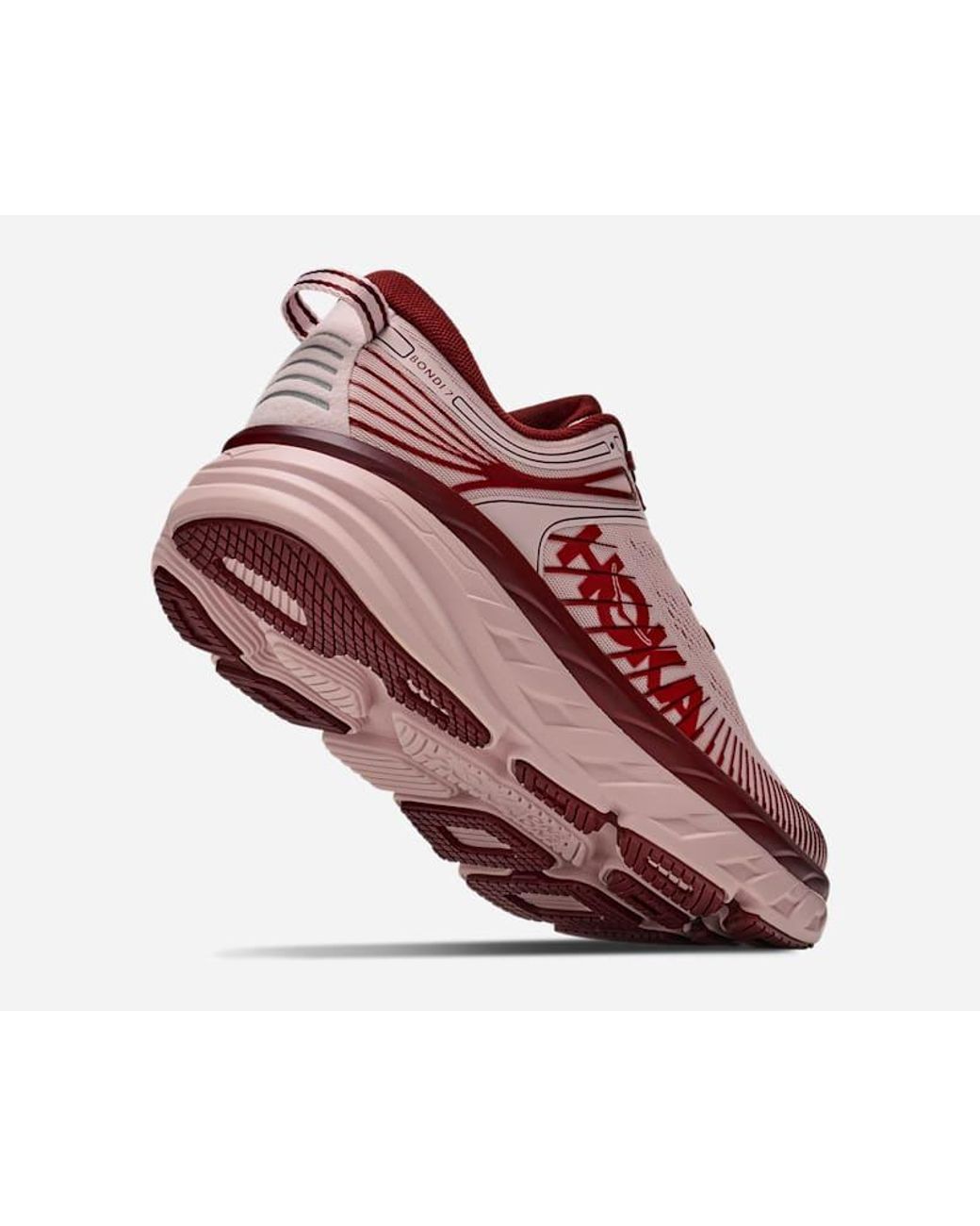 Hoka One One Red Bondi 7 Cushioned Running Sneakers