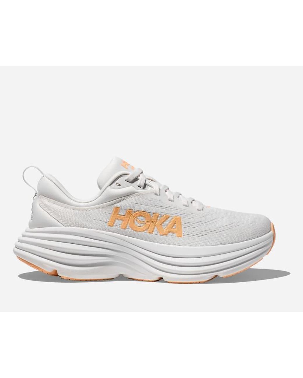 Hoka One One White Bondi 8 Road Running Shoes