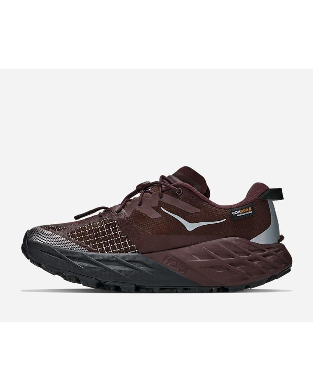 Hoka One One Brown Rugged Trail Running Sneakers With Enhanced Grip And Breathability