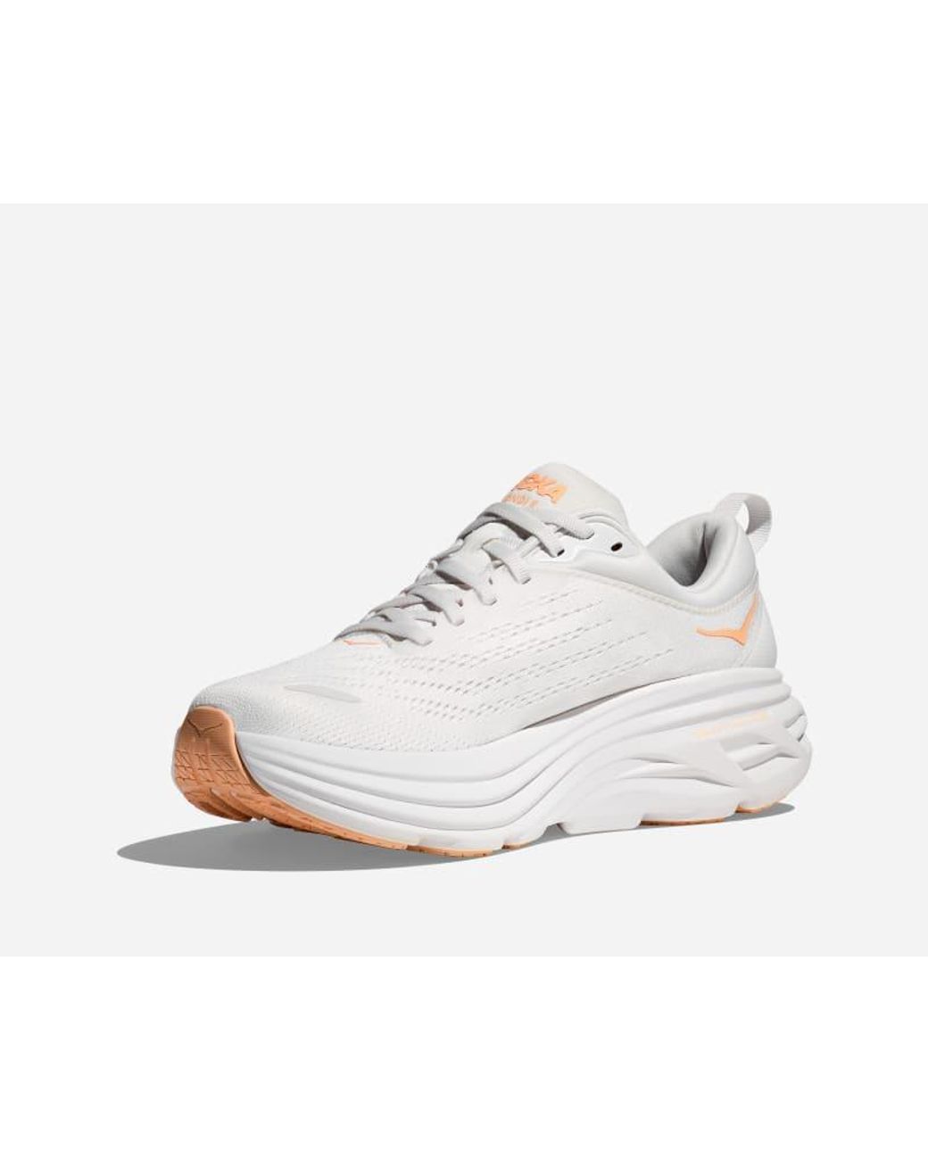 Hoka One One White Bondi 8 Road Running Shoes