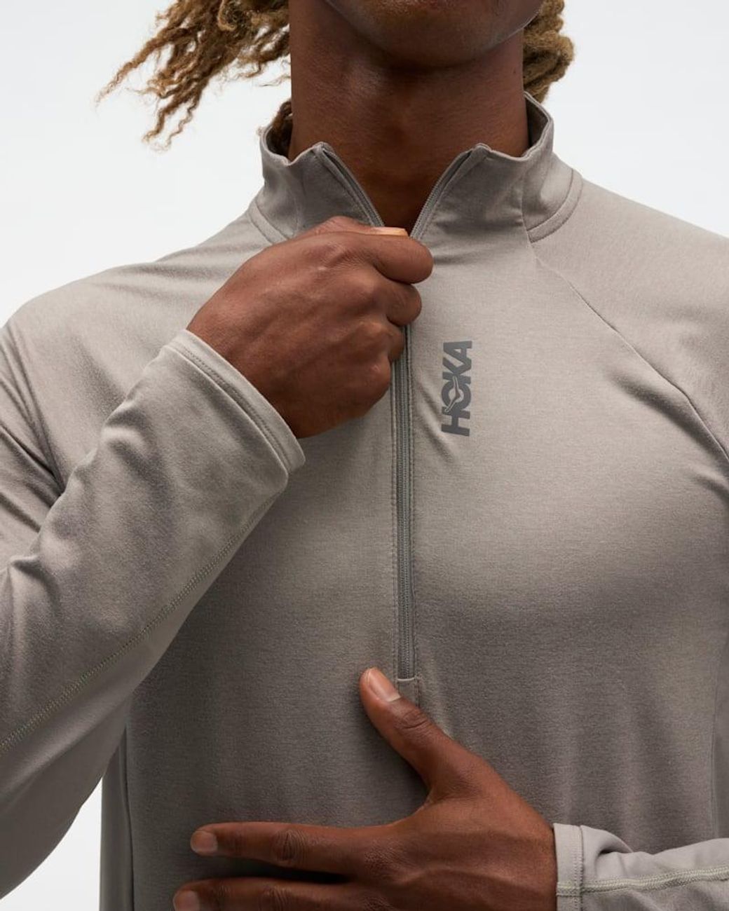Hoka One One Gray Skyform Half Zip for men