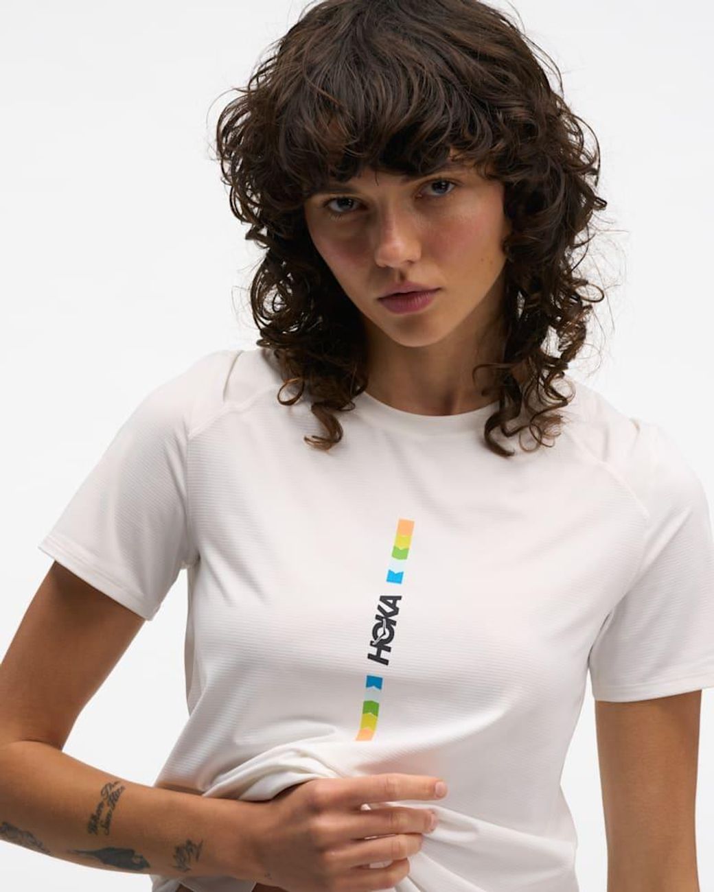 Hoka One One White Everyrun Short Sleeve Top