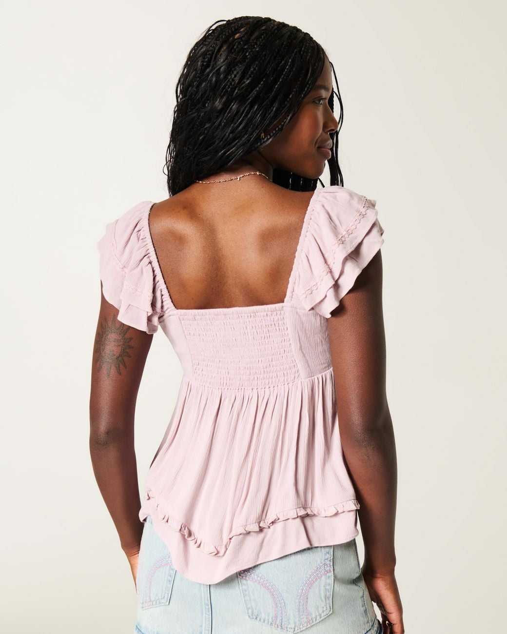 Hollister Pink Easy Handkerchief Hem Babydoll Top