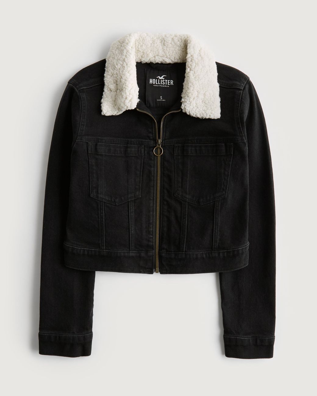 Hollister denim hotsell jacket with fur