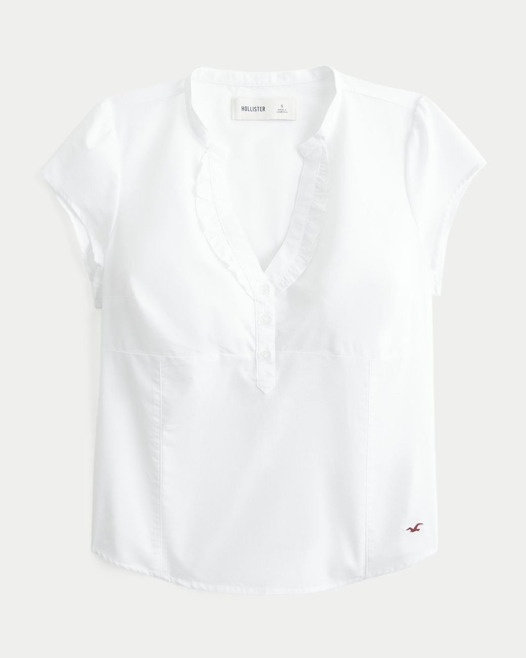 Hollister White Short-sleeve Icon Henley Shirt