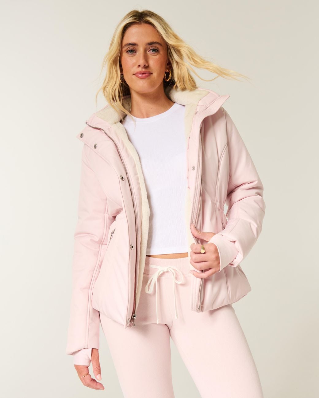 Hollister Pink Faux Fur-lined All-weather Jacket