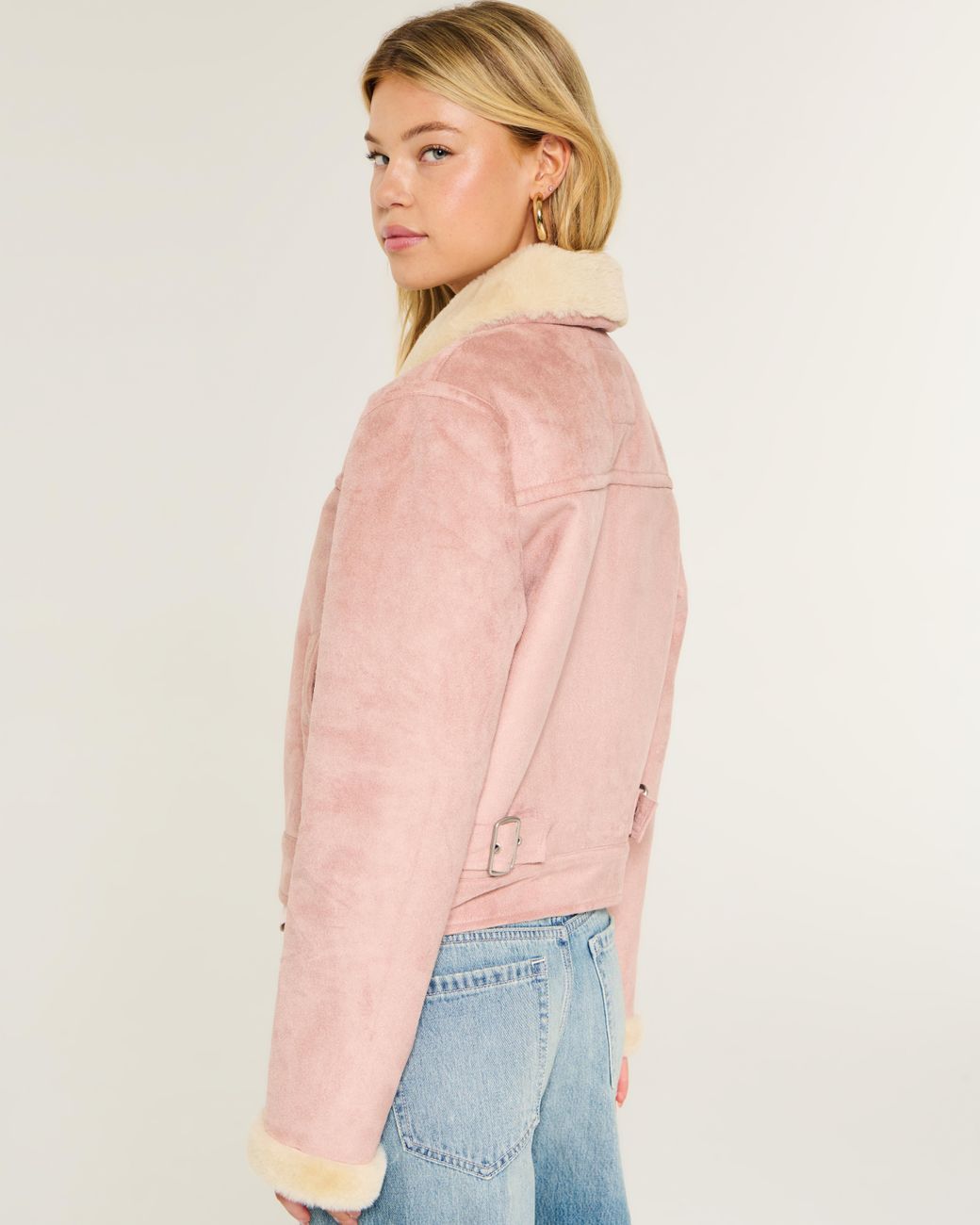Hollister Pink Faux Shearling Jacket