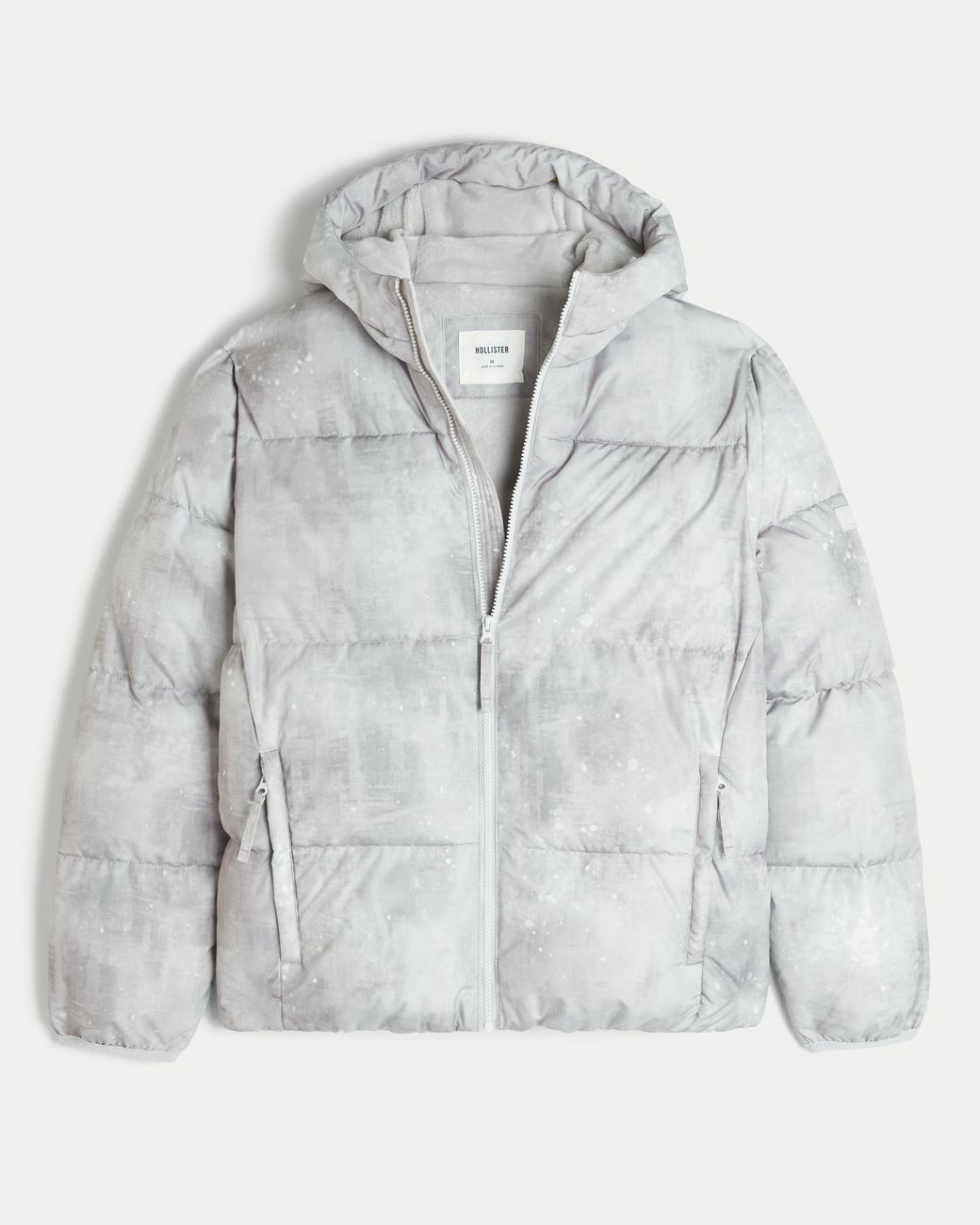 Hollister Gray Faux Fur-lined Hooded Puffer Jacket for men