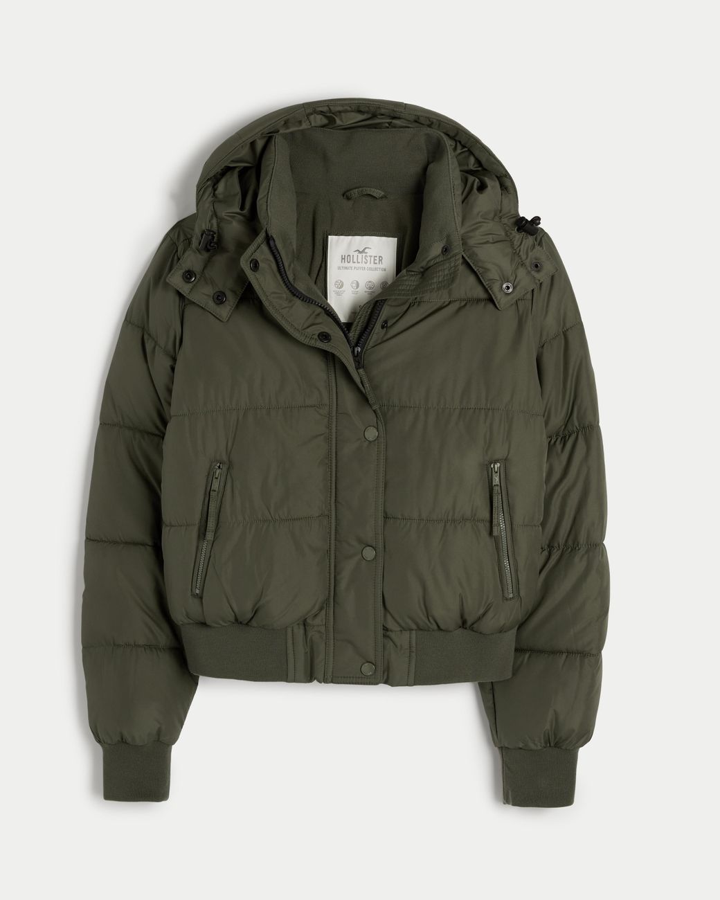 Hollister Ultimate Puffer Bomber Jacket in Green Lyst UK