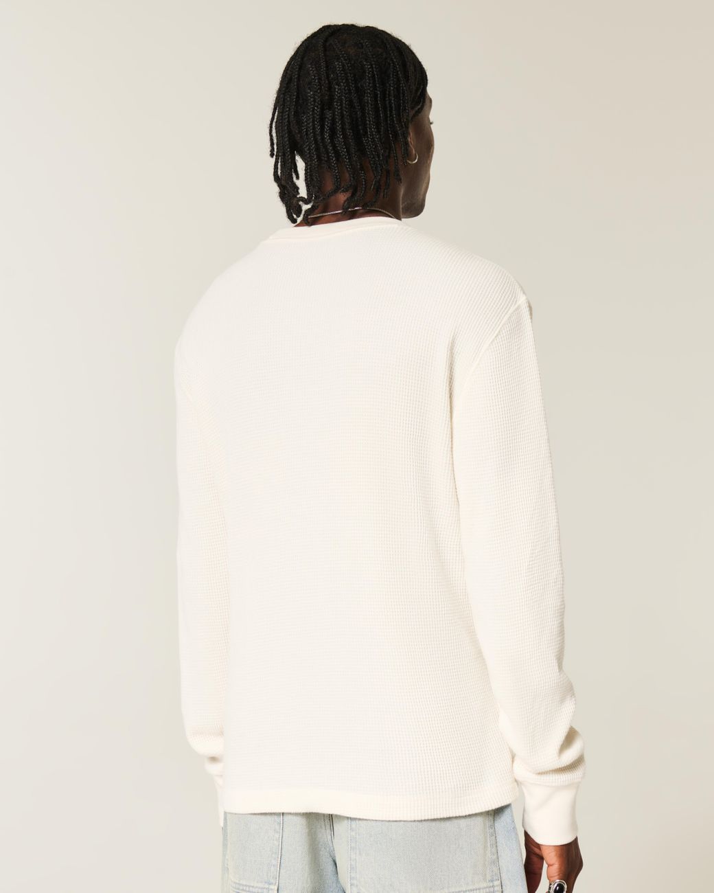 Hollister White Relaxed Thermal Long-sleeve Crew Shirt for men