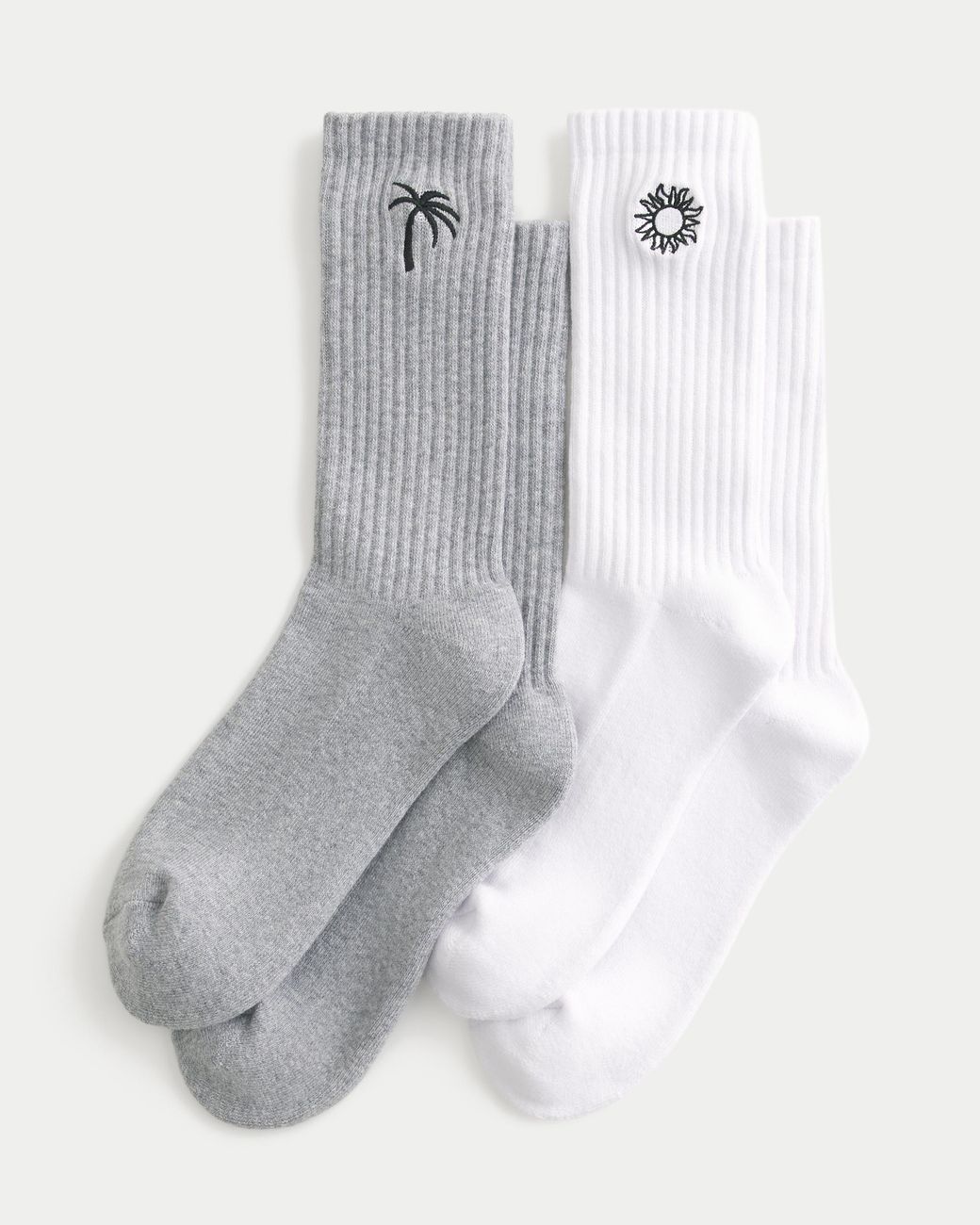 Hollister White Beach Graphic Crew Socks 2-pack for men