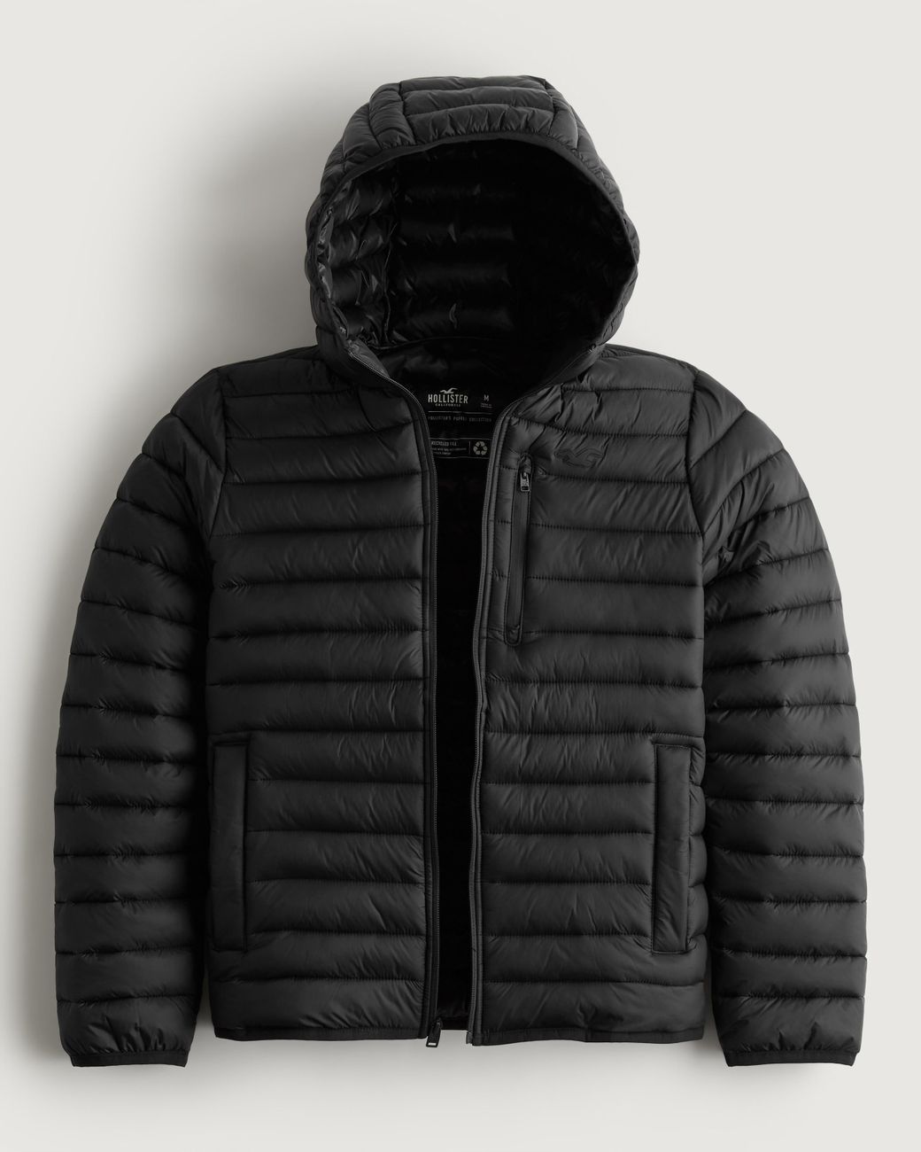 Hollister Hooded Narrow Channel Puffer Jacket in Black for Men Lyst UK