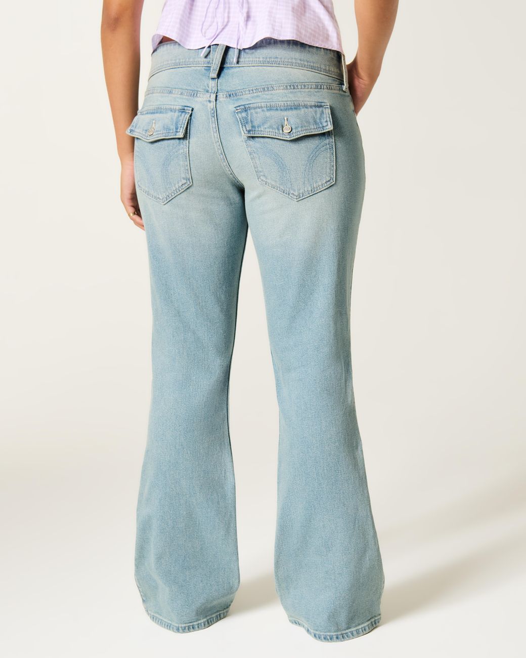 Hollister Blue Low-rise Light Wash Bootcut Jeans