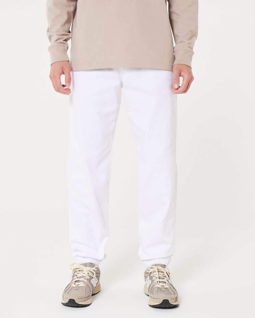 Hollister White Relaxed Joggers for men
