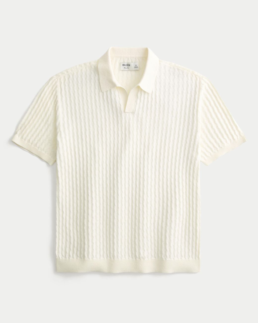 Hollister White Boxy Short-sleeve Sweater Polo for men