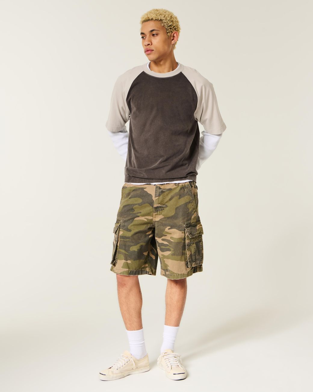 Hollister Gray Boxy Heavyweight Cotton Raglan Crew T-shirt for men