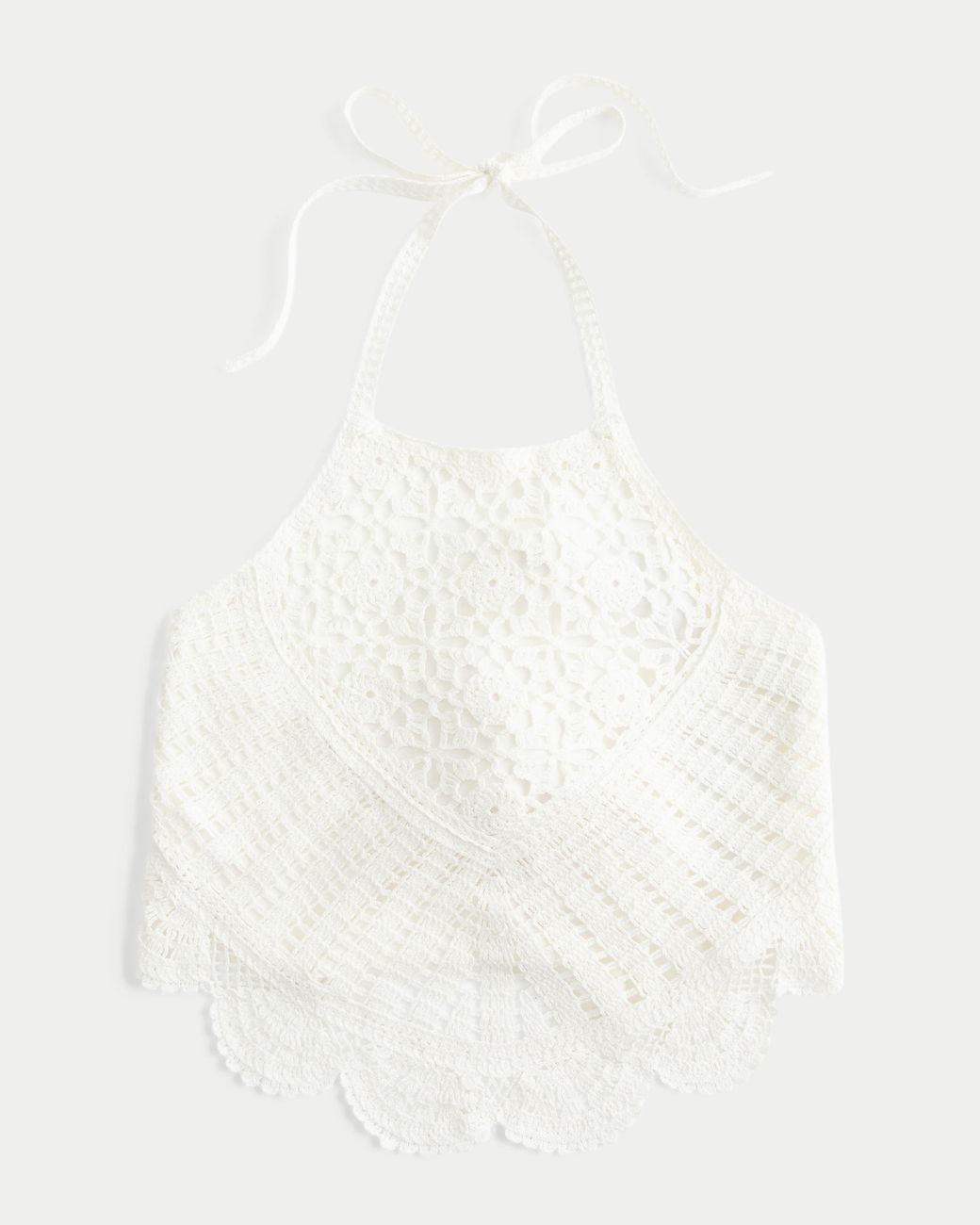 Hollister White Crochet-style High-neck Top