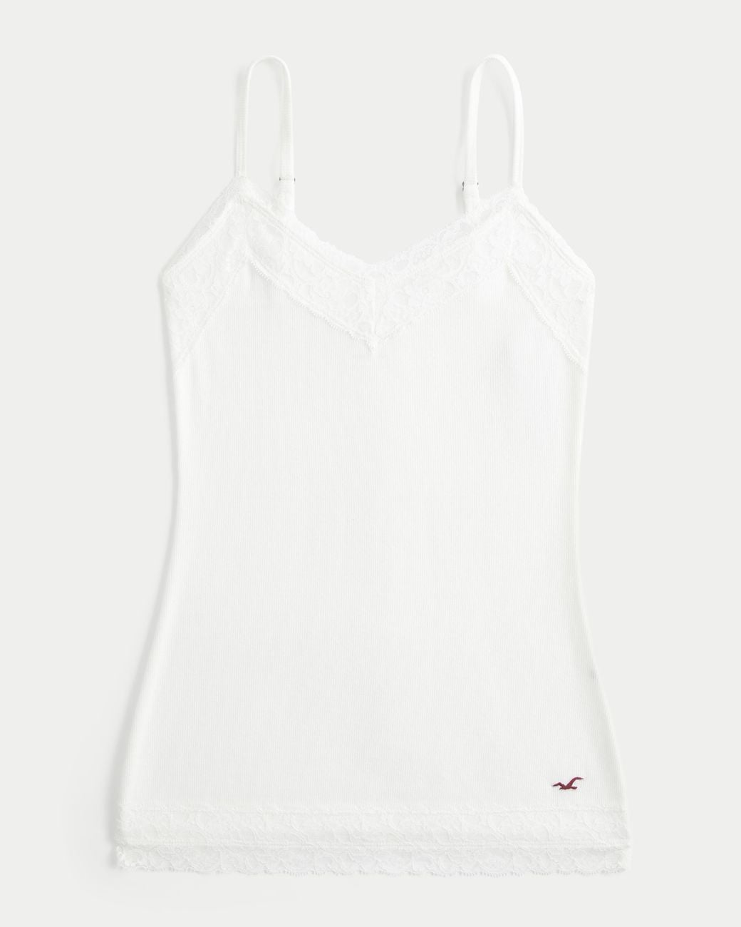 Hollister White Lace Trim Layering Cami